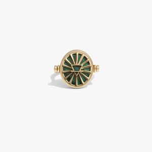 New awe inspired Earth element flip ring Taurus Gold malachite topaz